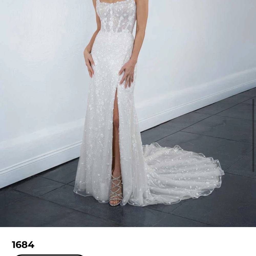 Martina Liana White Embellished Ruffled Sheath Dress - Picture 3 of 5